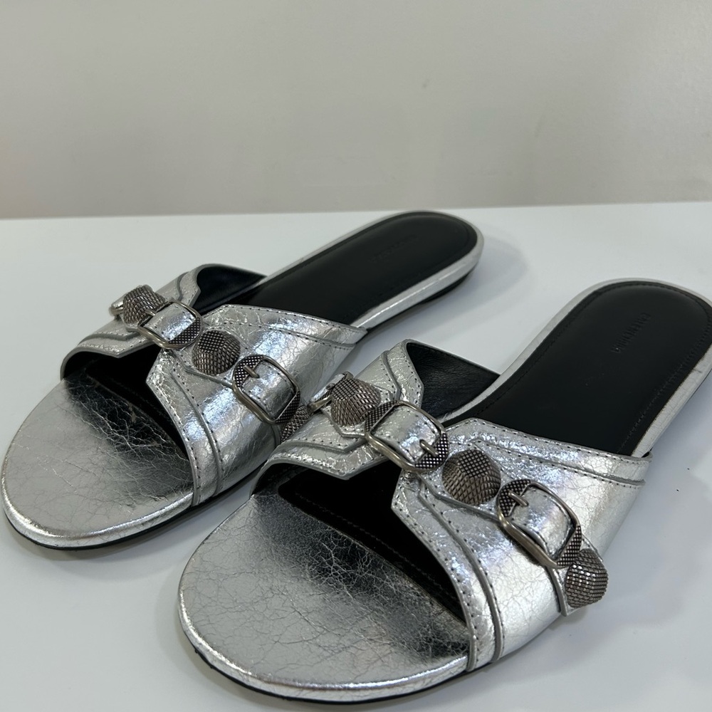 Balenciaga Cagole metallic silver sandals - Picture 3 of 5